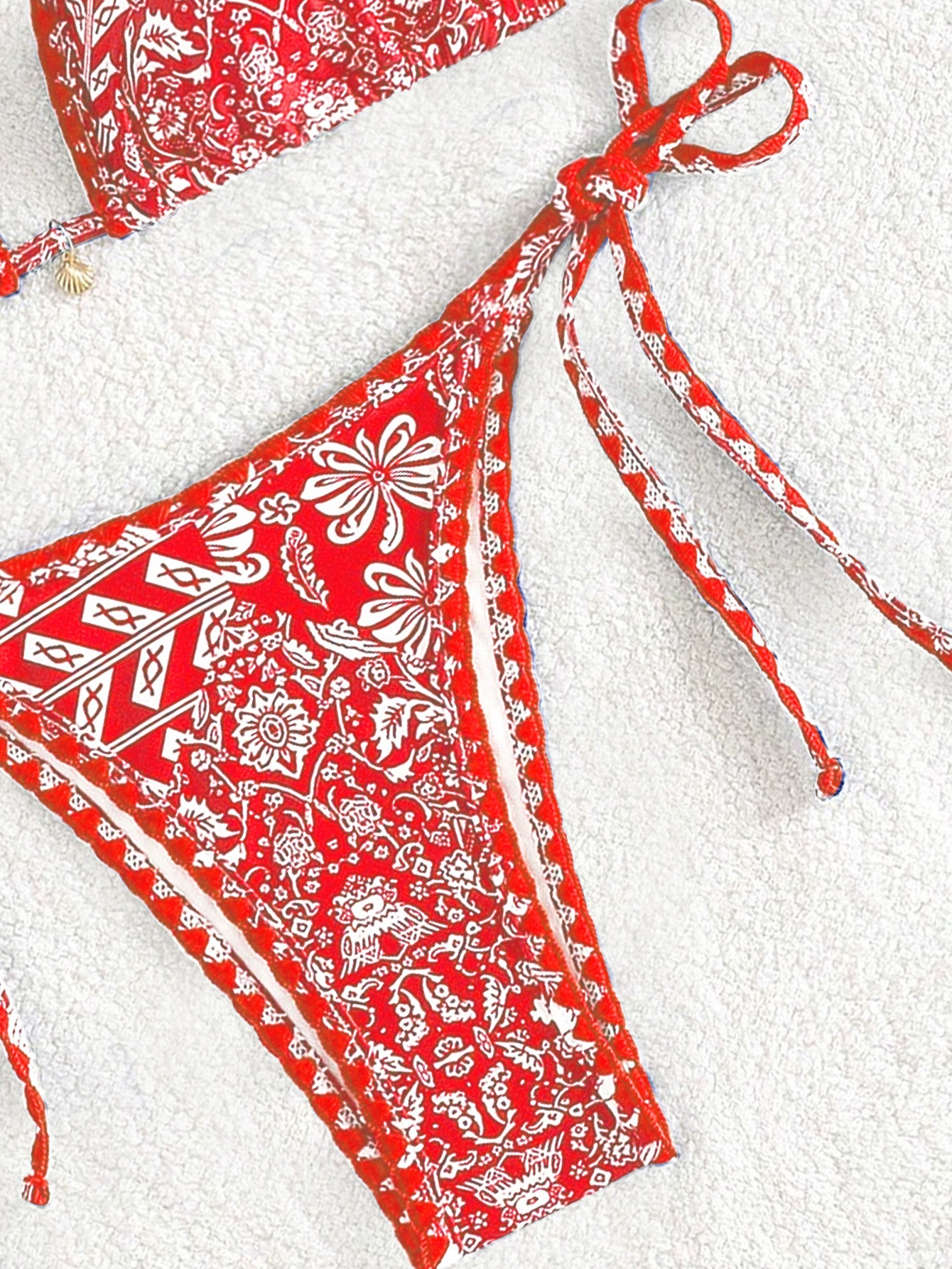 Halter Neck Triangle Bikini Set with Side Tie Bottom view 3