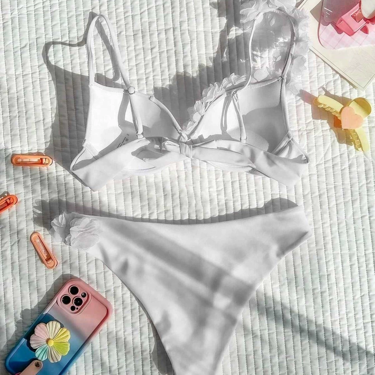 Ruffle Trim Bikini Set with Adjustable Straps view 4