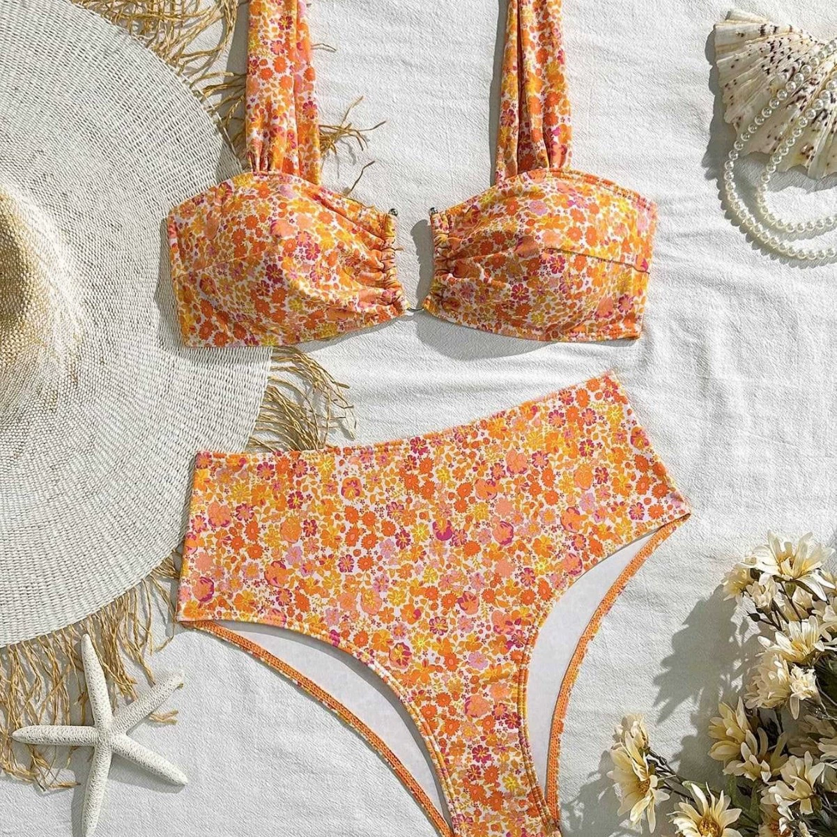 Two-Piece Bikini Set with Balconette Top and High-Waist Bottom view 3