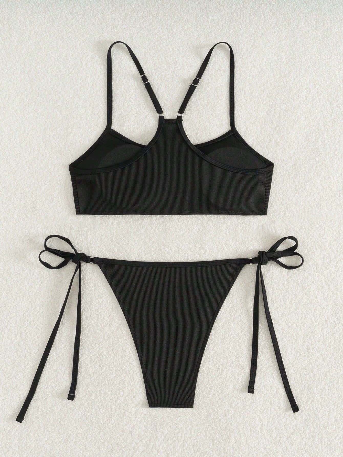 Two-Piece Racerback Bikini Set with Side-Tie Briefs