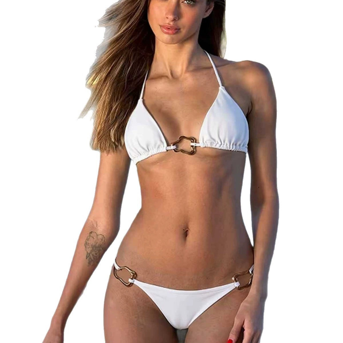 Two-Piece Halter Bikini Set with Metal Ring Details view 5