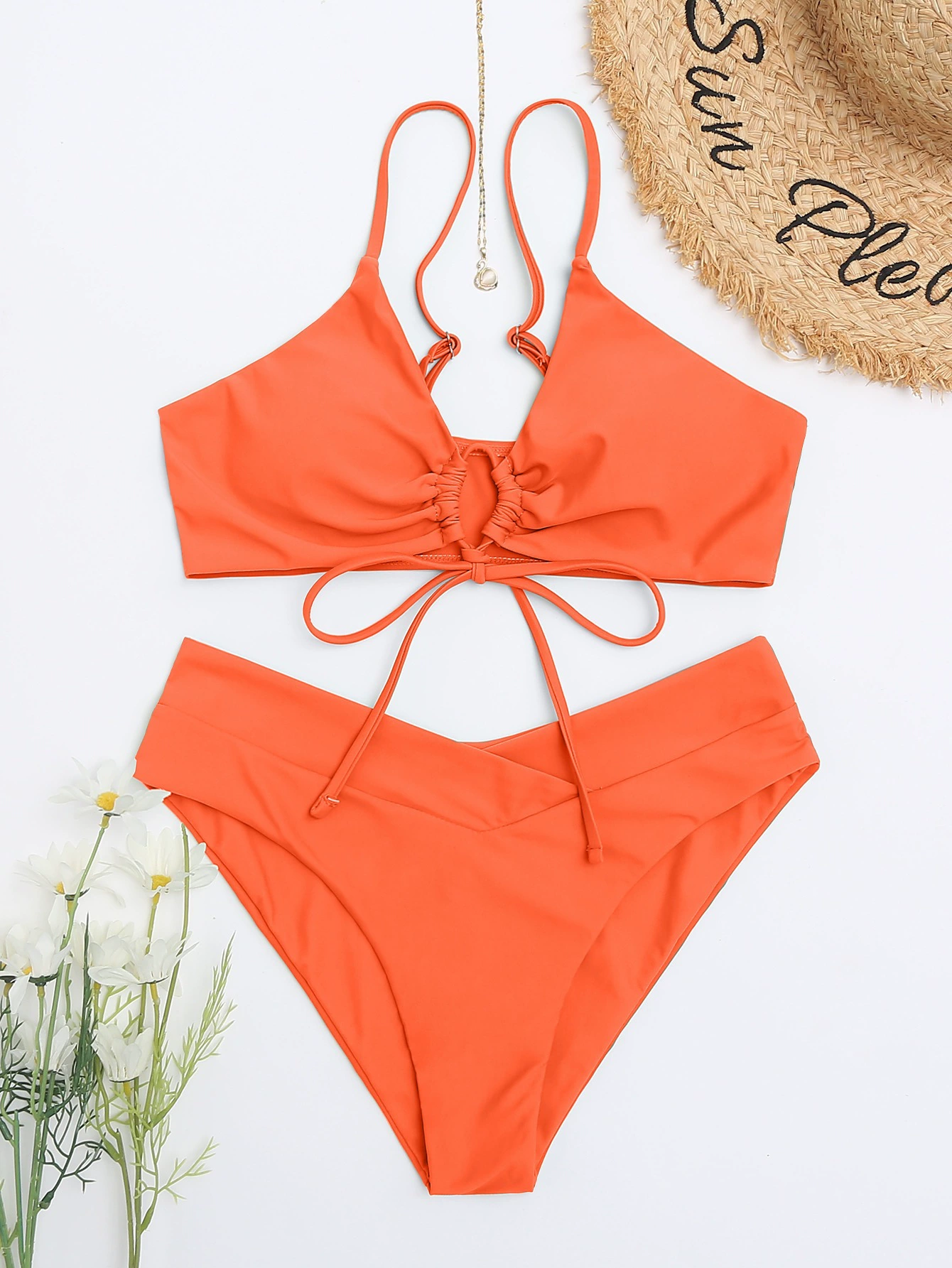 Two-Piece Bikini Set with Front Tie and High Waist view 10