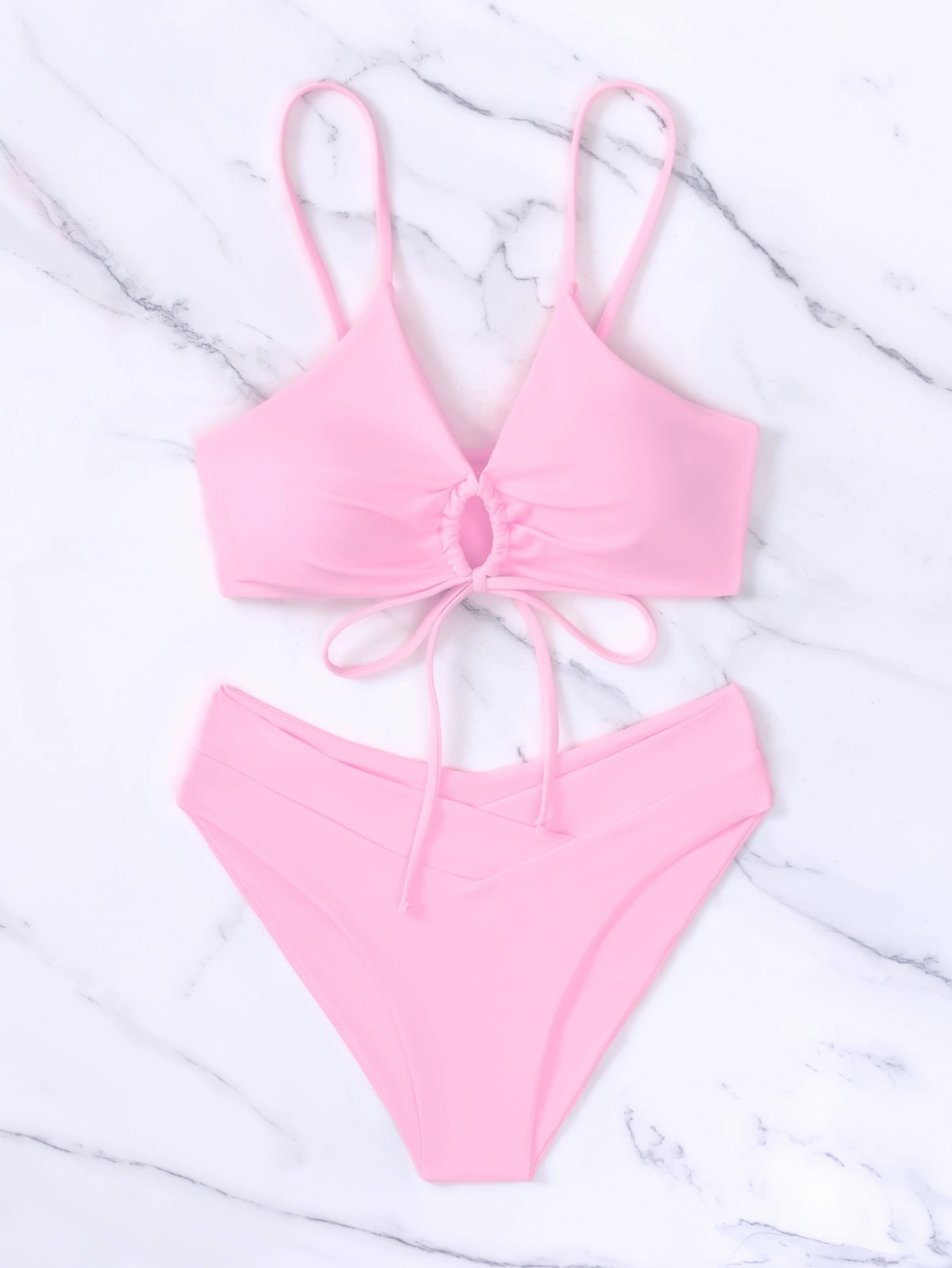 Two-Piece Bikini Set with Front Tie and High Waist view 13