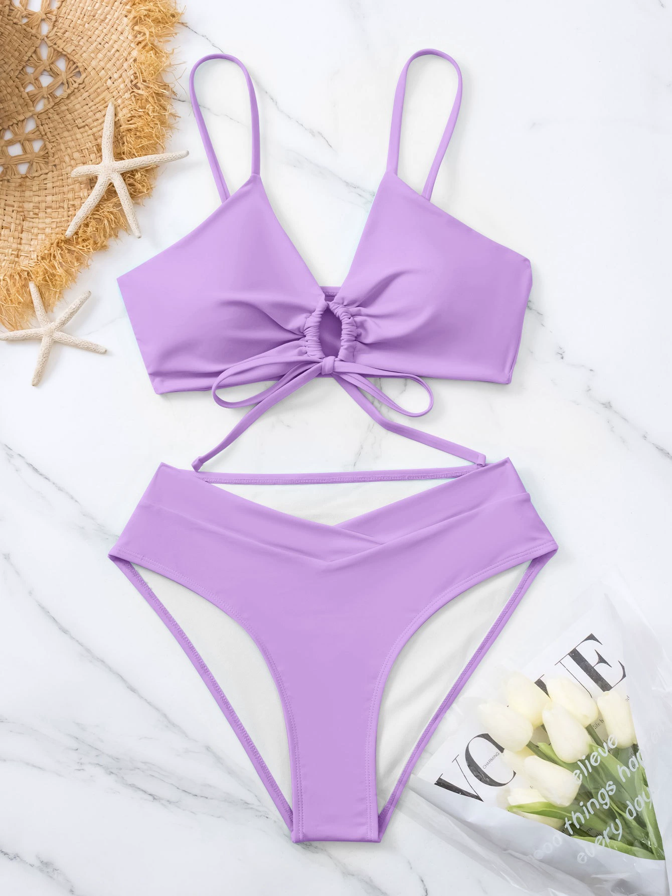 Two-Piece Bikini Set with Front Tie and High Waist view 18