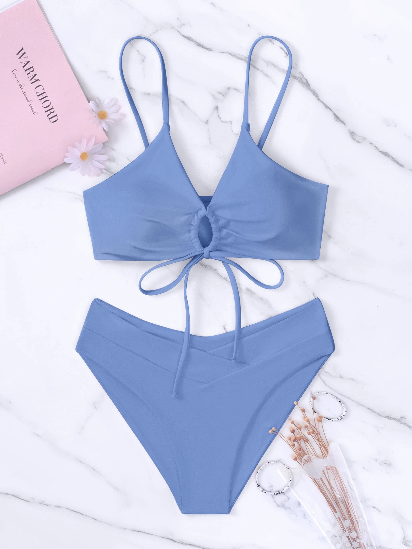 Two-Piece Bikini Set with Front Tie and High Waist view 8