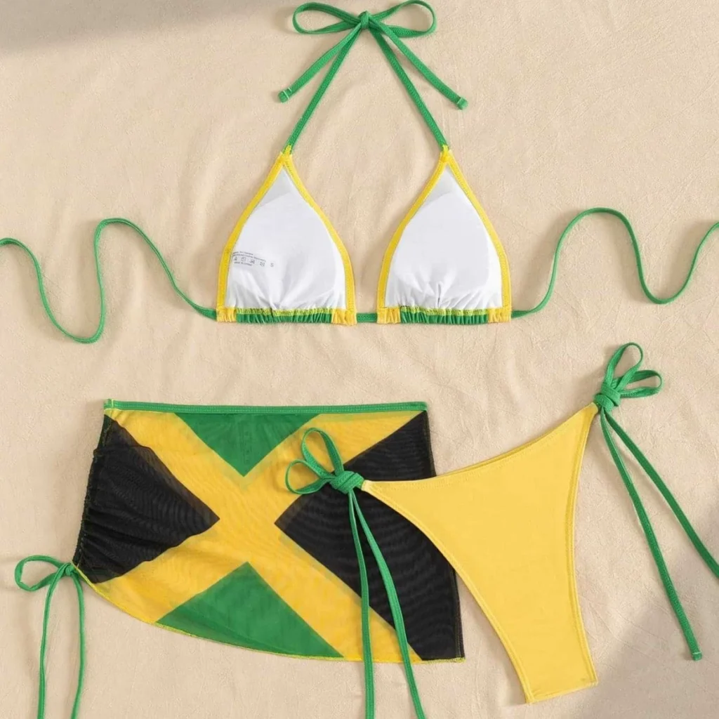 Three-Piece Halter Bikini Set with Wrap Skirt view 2