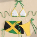 Three-Piece Halter Bikini Set with Wrap Skirt view 2