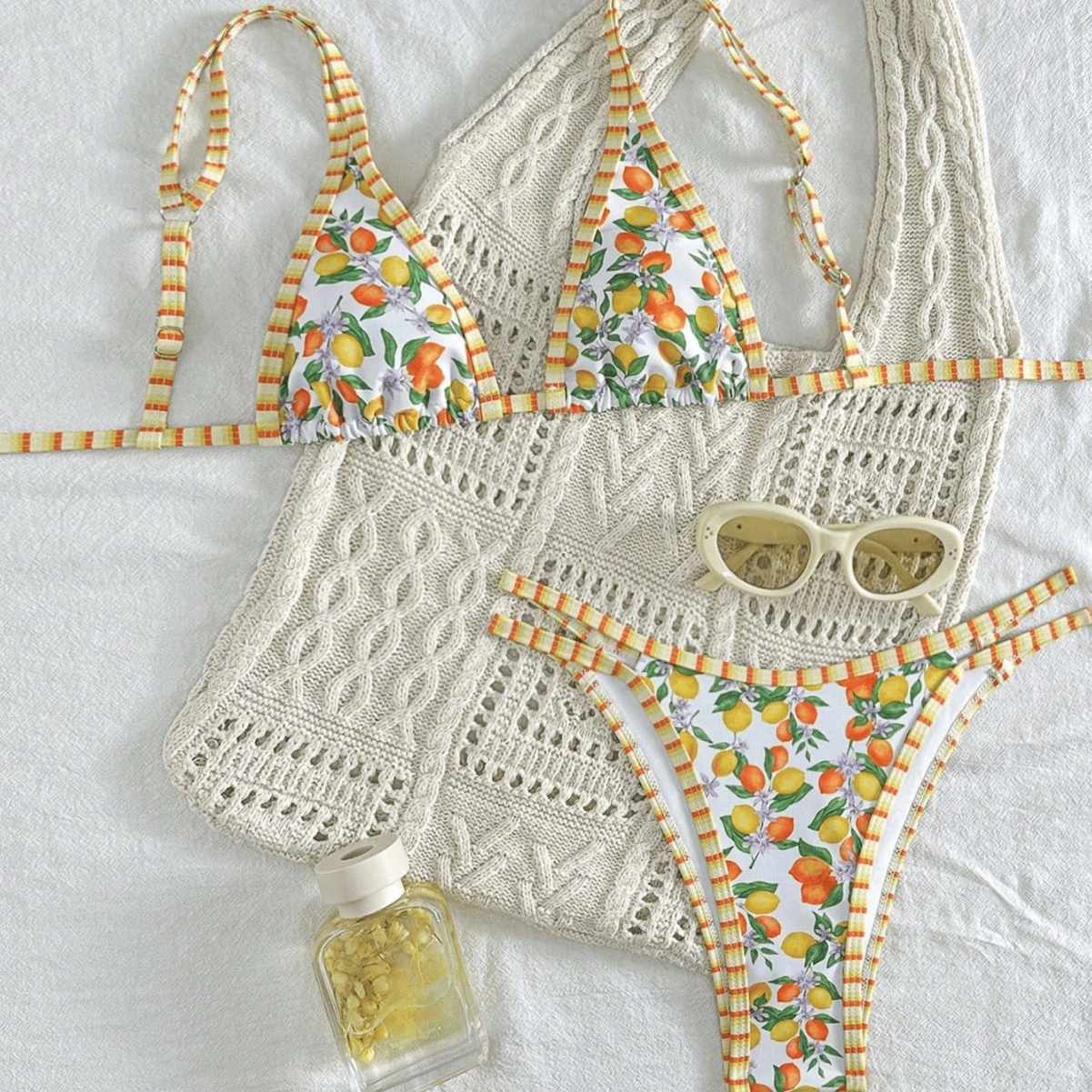 Two-Piece Triangle Bikini Set with Adjustable Straps
