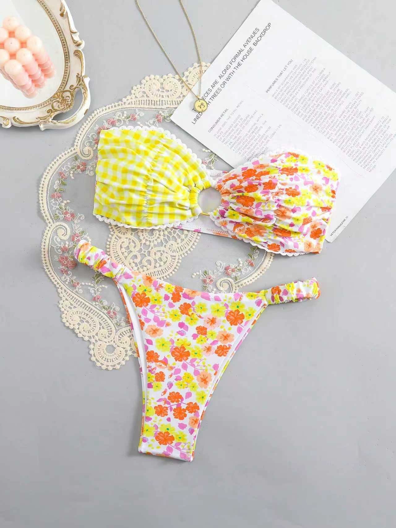 Bandeau Ring Bikini Set with High-Cut Bottoms view 7