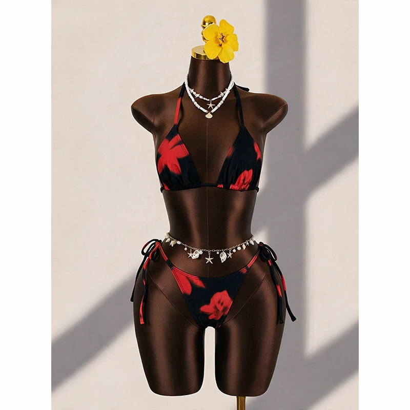 Two-Piece Halter Bikini Set with Tie String Bottom view 3