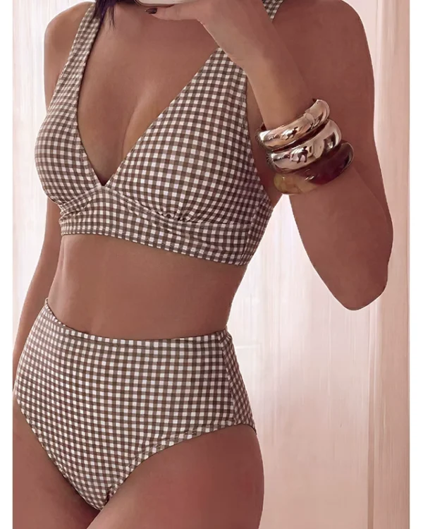 Halter Neck High Waisted Two Piece Bikini Set
