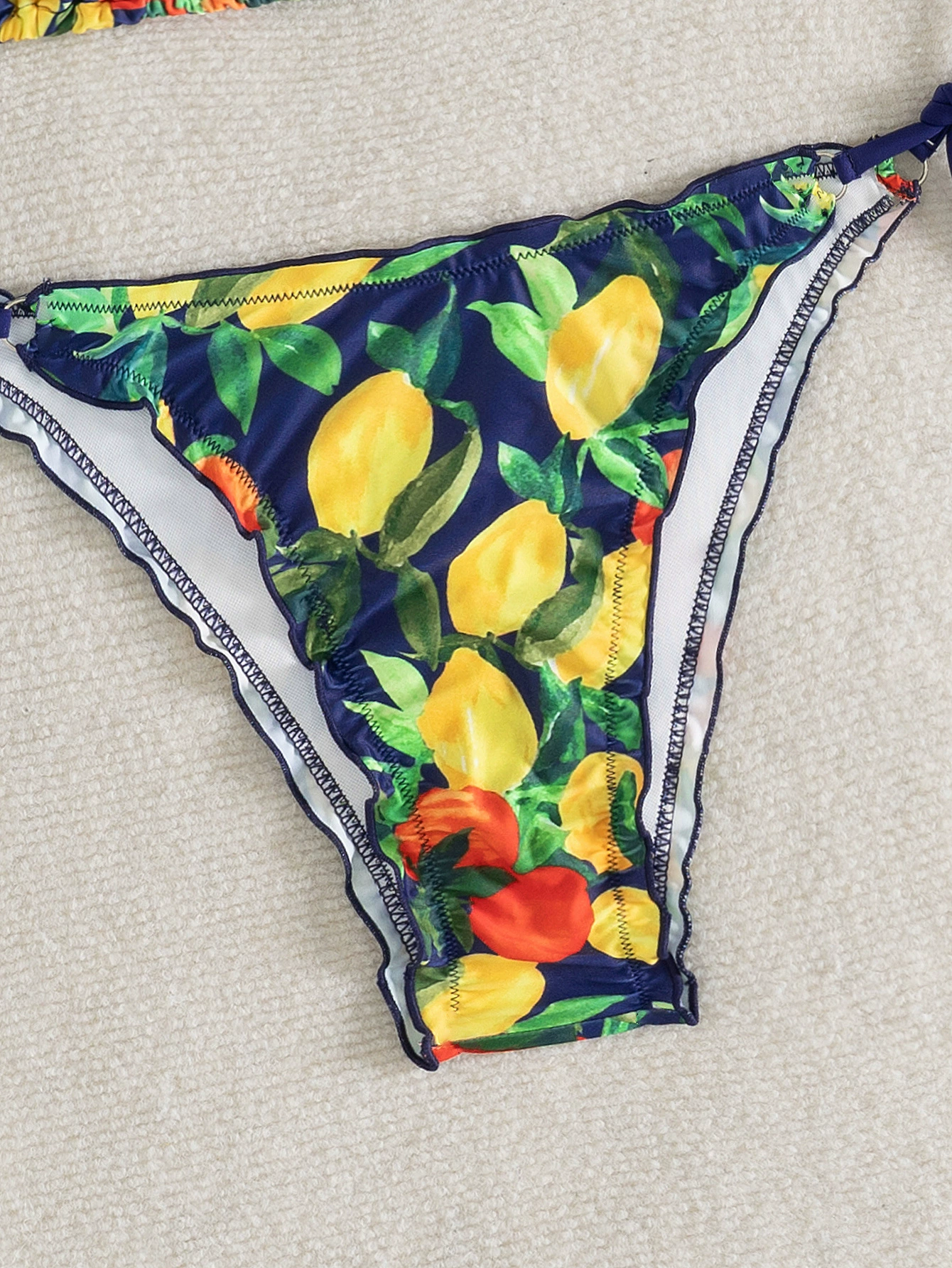 Women's Halter Triangle Bikini Set with Scalloped Trim and Side Ties view 4
