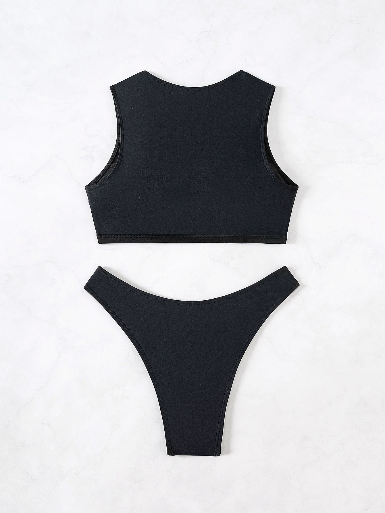 Square Neck Wide Strap Cropped Bikini Set view 4