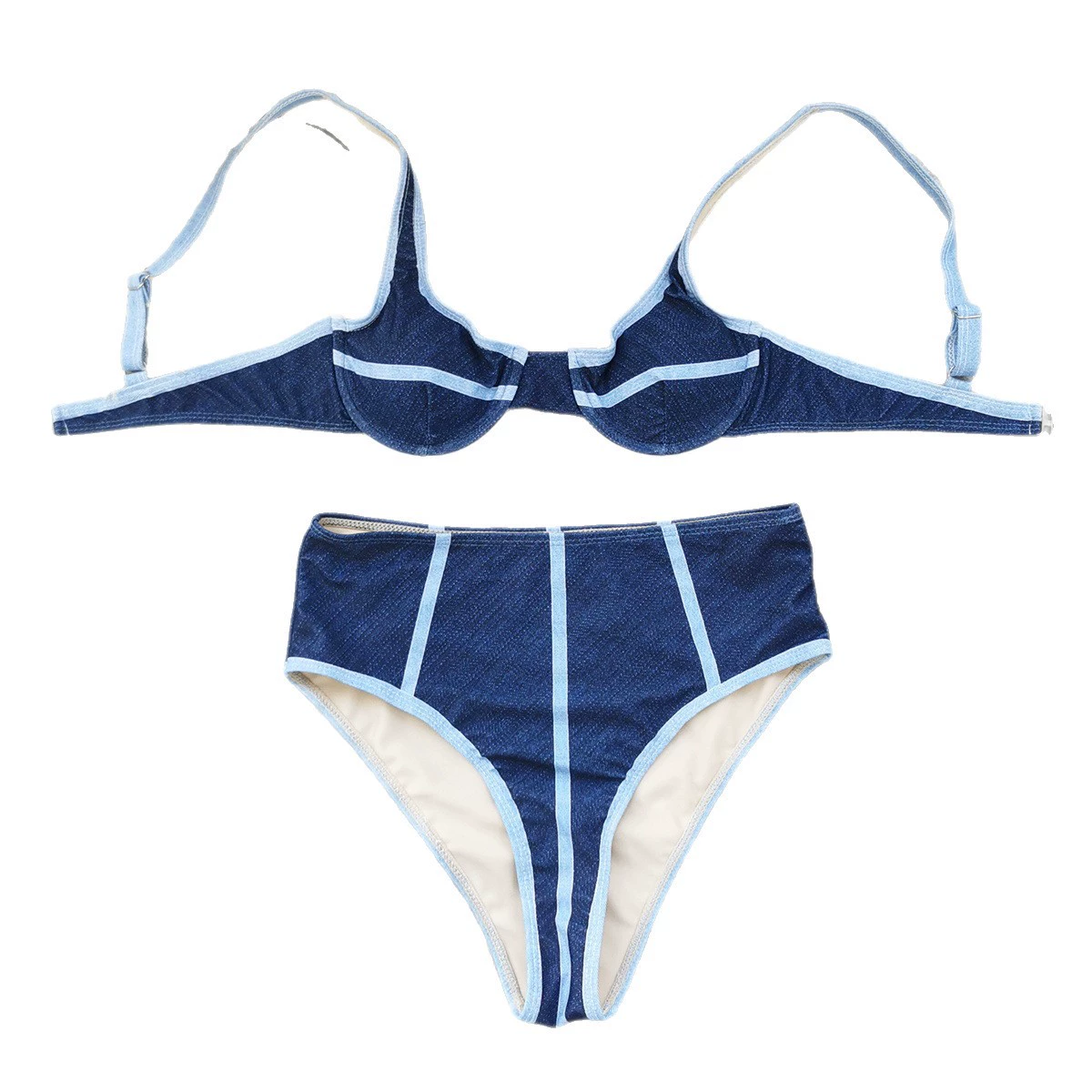 High-Waisted Underwire Bikini Set with Halter Straps view 5