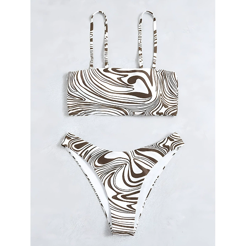 Bandeau Bikini Set with Thin Adjustable Straps and Mid-Rise Bottoms view 2