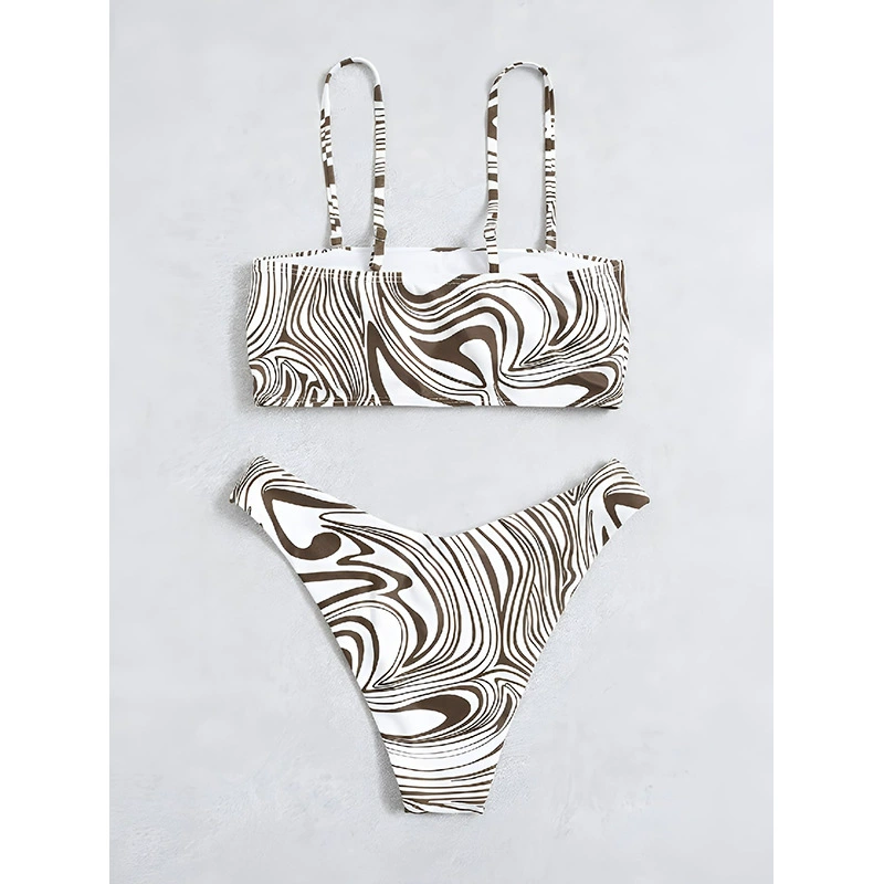 Bandeau Bikini Set with Thin Adjustable Straps and Mid-Rise Bottoms view 4