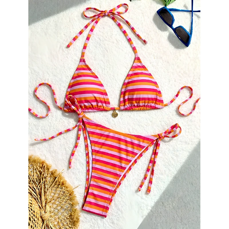 Triangle Halter Tie-Side Two-Piece Bikini Set view 6