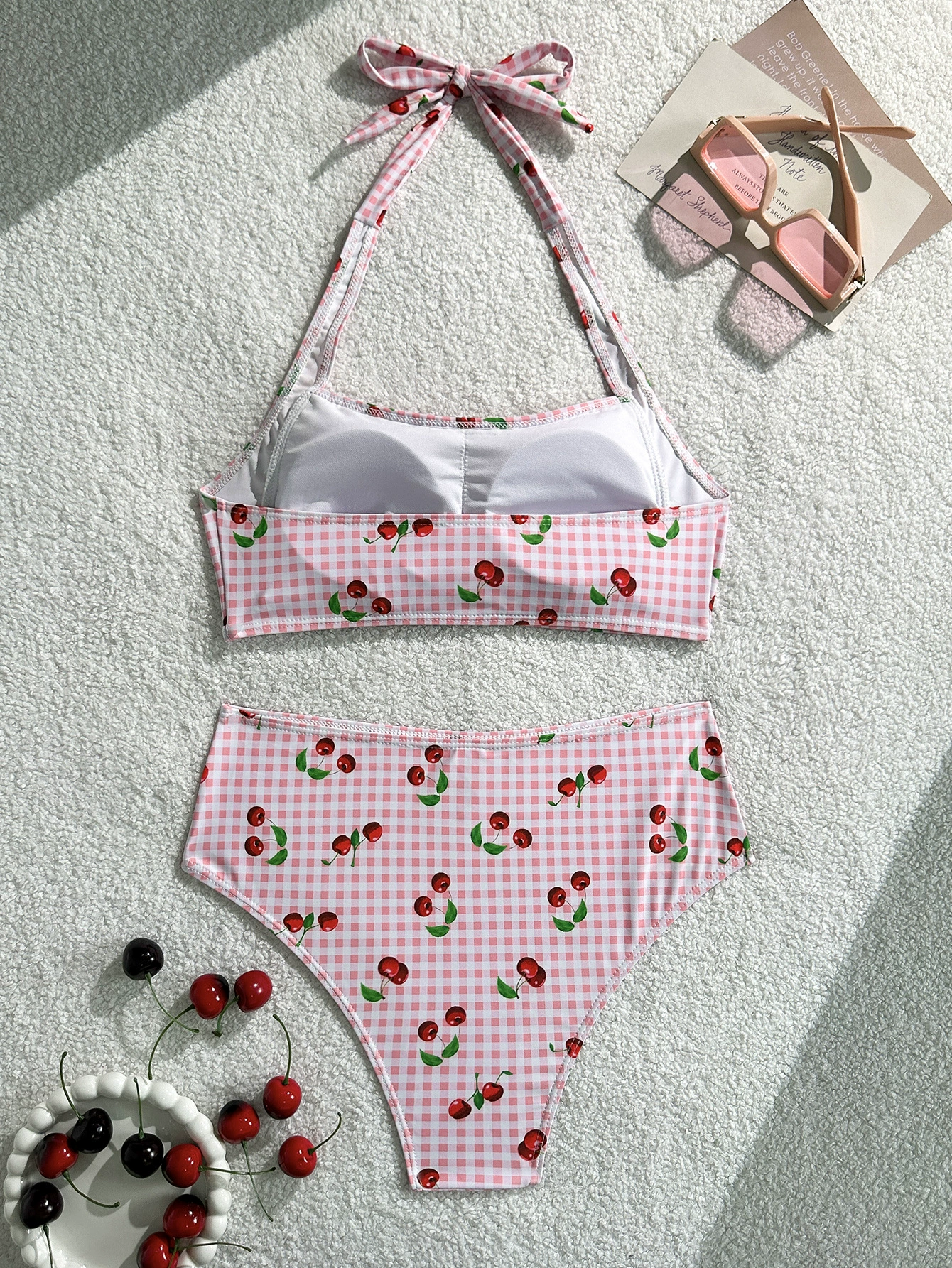 Ruched Halter Bikini Set with High-Waisted Bottoms view 3