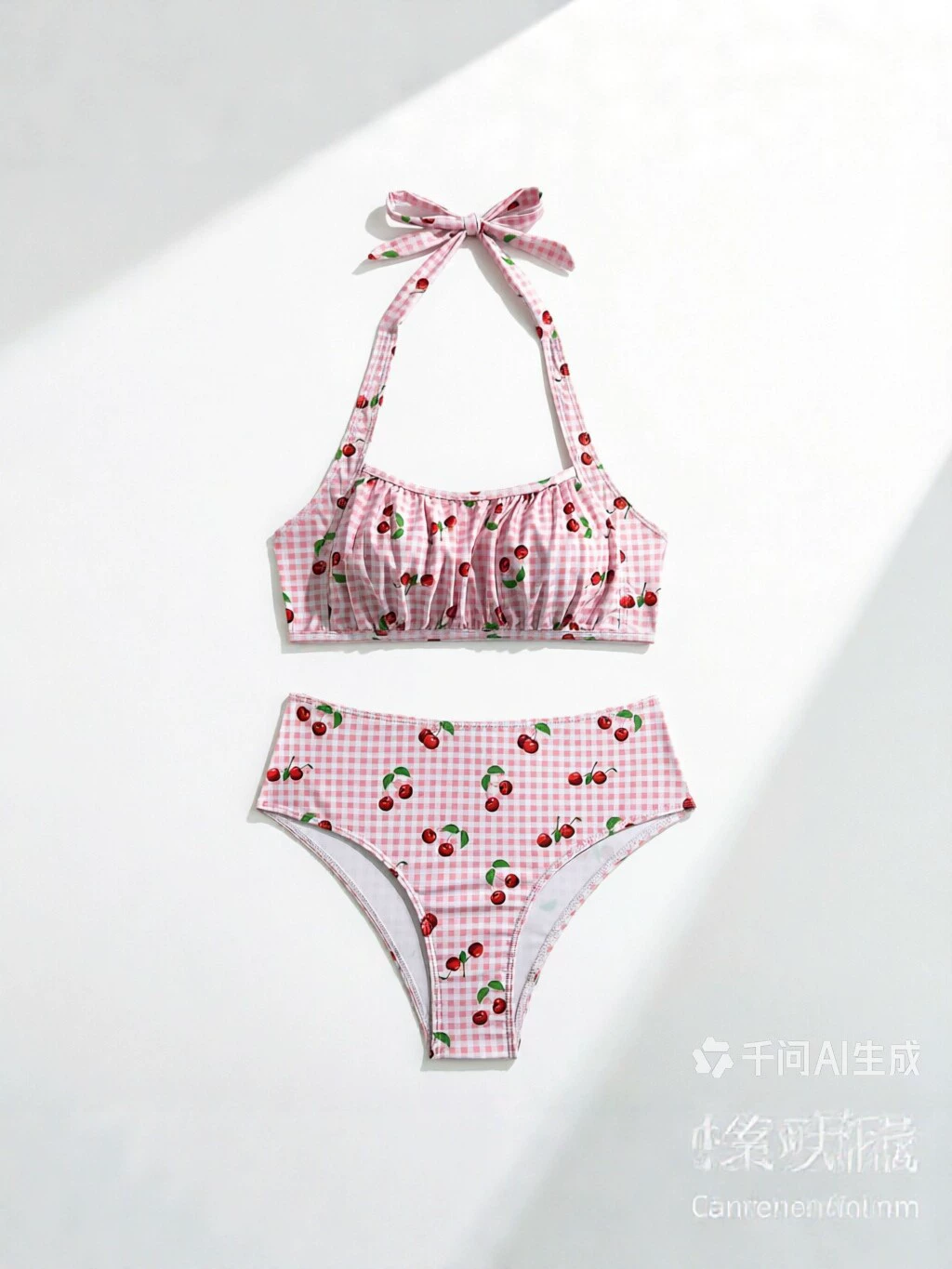 Ruched Halter Bikini Set with High-Waisted Bottoms view 5