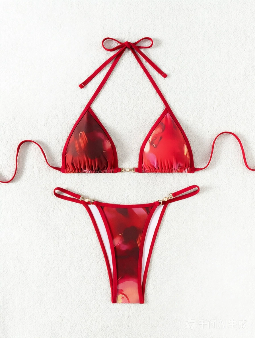 Halter Triangle Bikini Set with Ring Hardware view 5