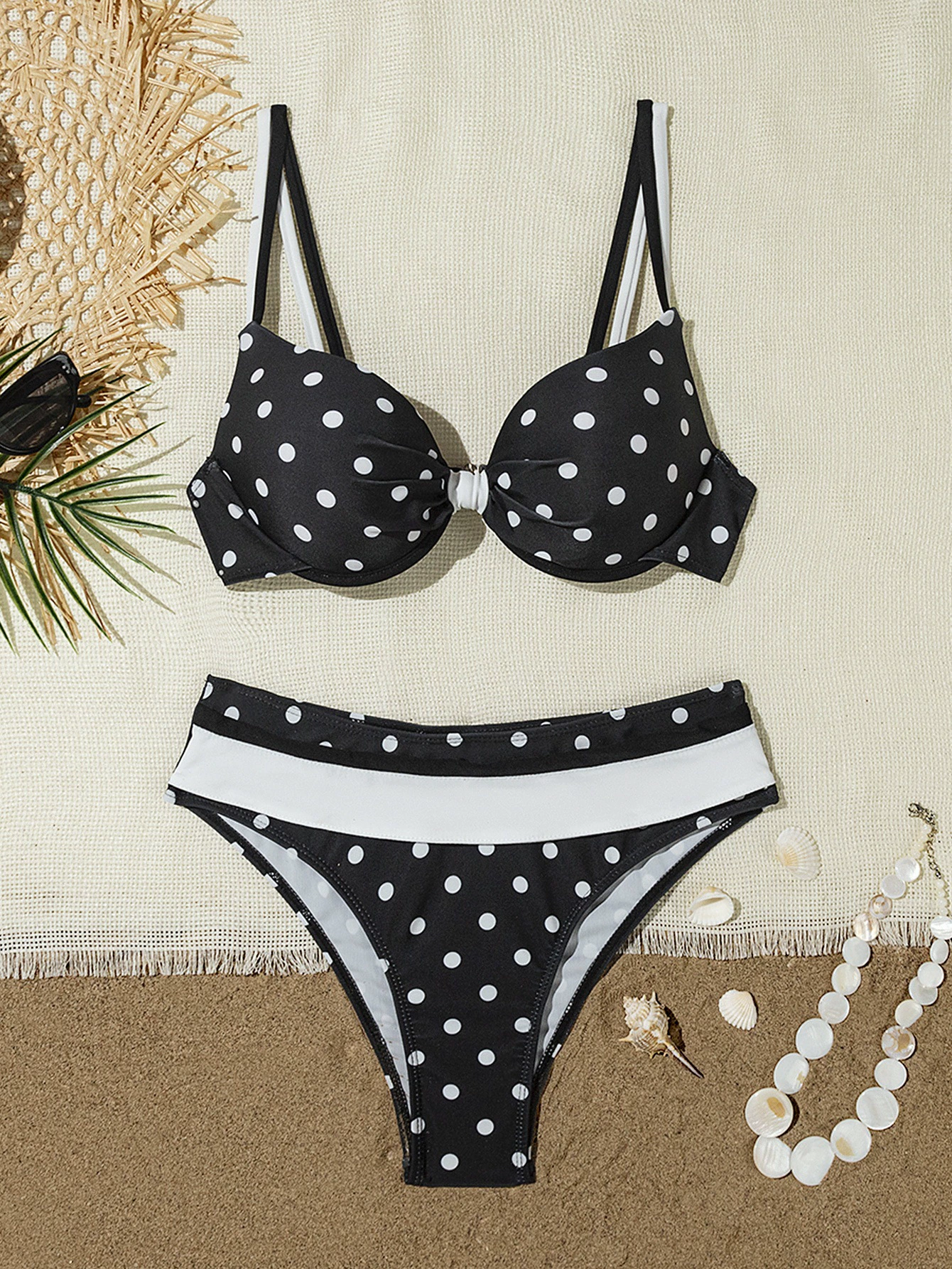 Underwire Twist-Front High-Waist Bikini Set view 3