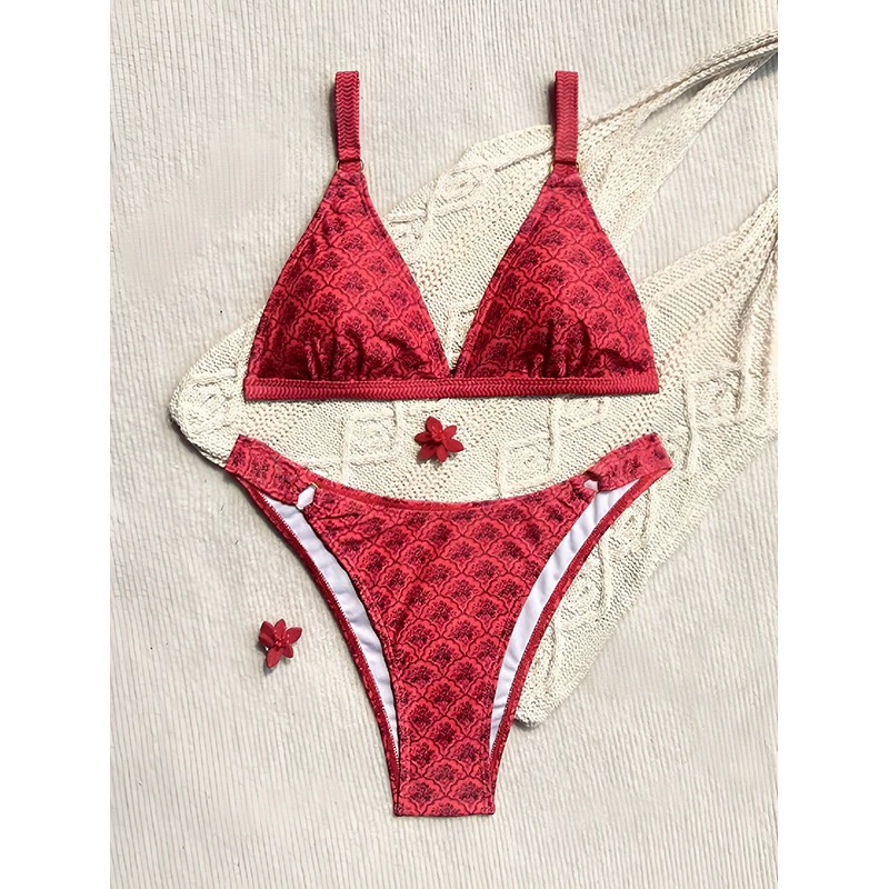 Triangle Bikini Set with Front Closure and Ring-Side Bottoms view 2