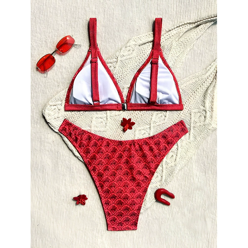 Triangle Bikini Set with Front Closure and Ring-Side Bottoms view 3