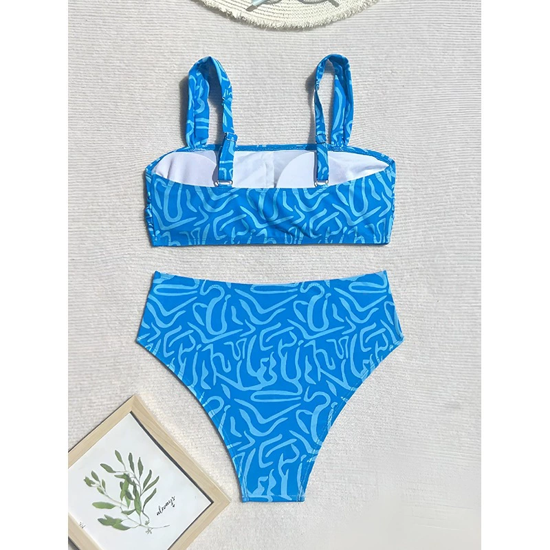 Square Neck Wide Strap Bikini Set with High Waisted Bottoms view 4