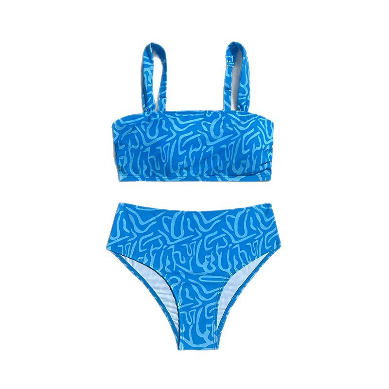 Square Neck Wide Strap Bikini Set with High Waisted Bottoms view 5