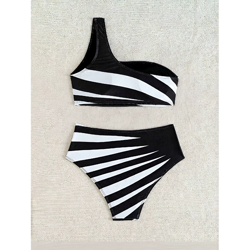 One-Shoulder Bikini Set with High-Waisted Bottoms view 3