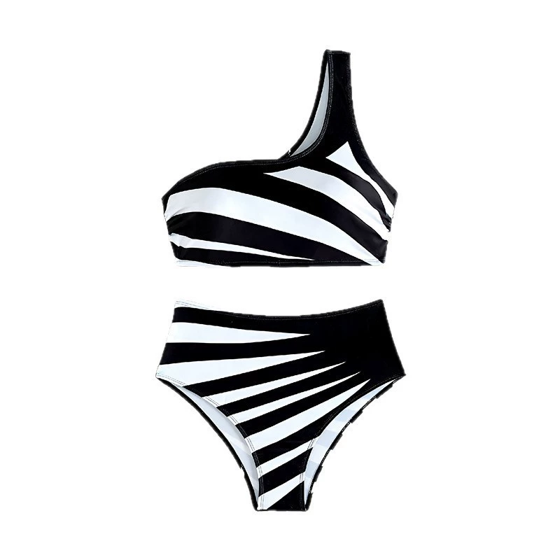 One-Shoulder Bikini Set with High-Waisted Bottoms view 5