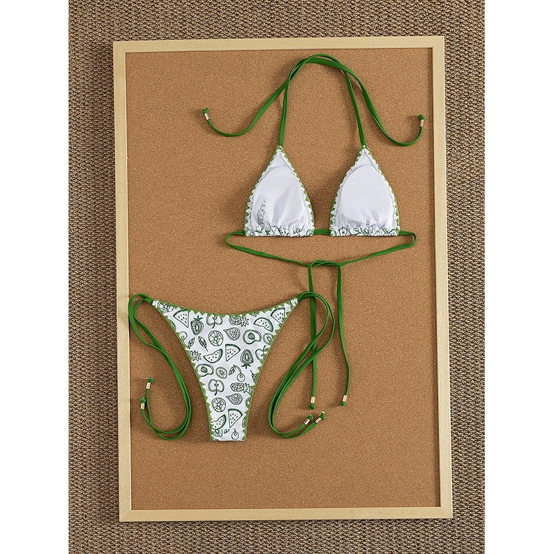 Triangle Halter Tie-Side String Bikini Set