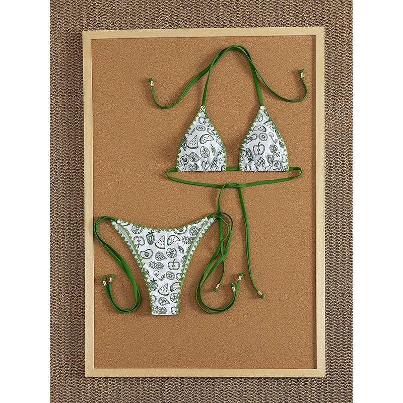 Triangle Halter Tie-Side String Bikini Set view 4