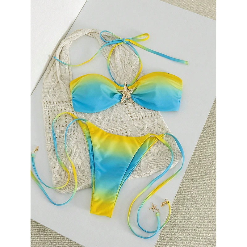 Halter Bandeau Bikini Set with Starfish Accent view 3