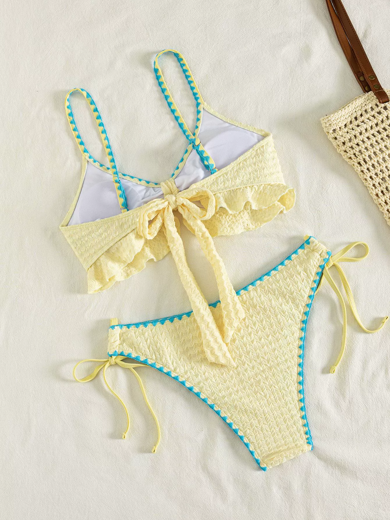Ruffle Tie-Front Bikini Set with Side-Tie Bottoms view 3