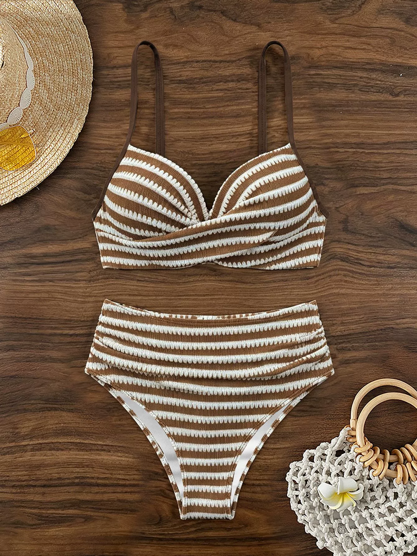 Twist Front High Waist Bikini Set view 4