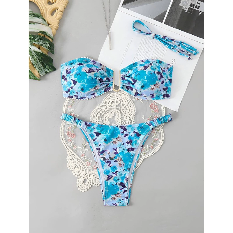 Bandeau Bikini Set with Scrunched High-Cut Bottoms