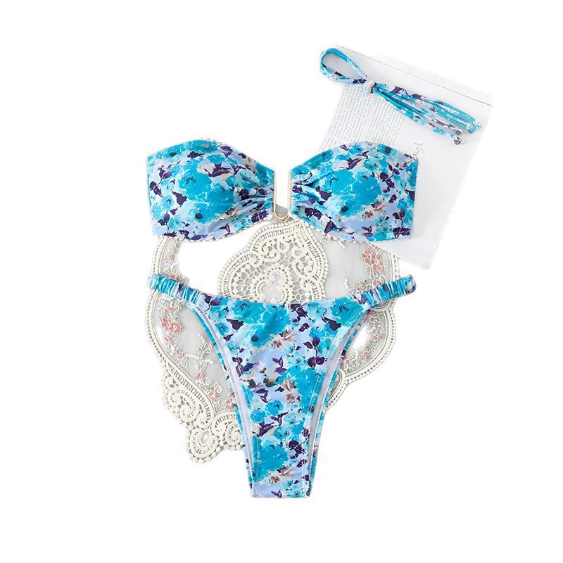 Bandeau Bikini Set with Scrunched High-Cut Bottoms view 5