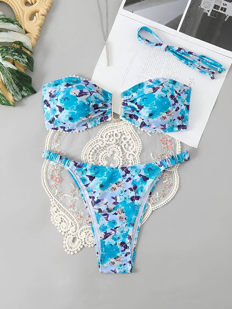Bandeau Bikini Set with Scrunched High-Cut Bottoms view 6