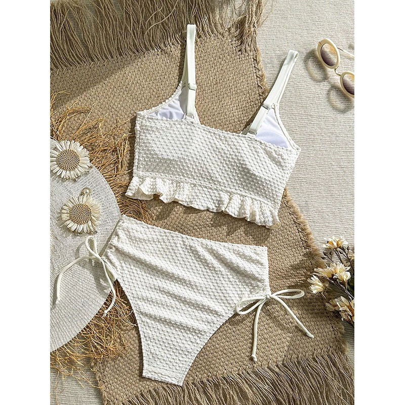 Ruffle-Trim Twist-Front Bikini Set with High-Waisted Tie-Side Bottoms view 4