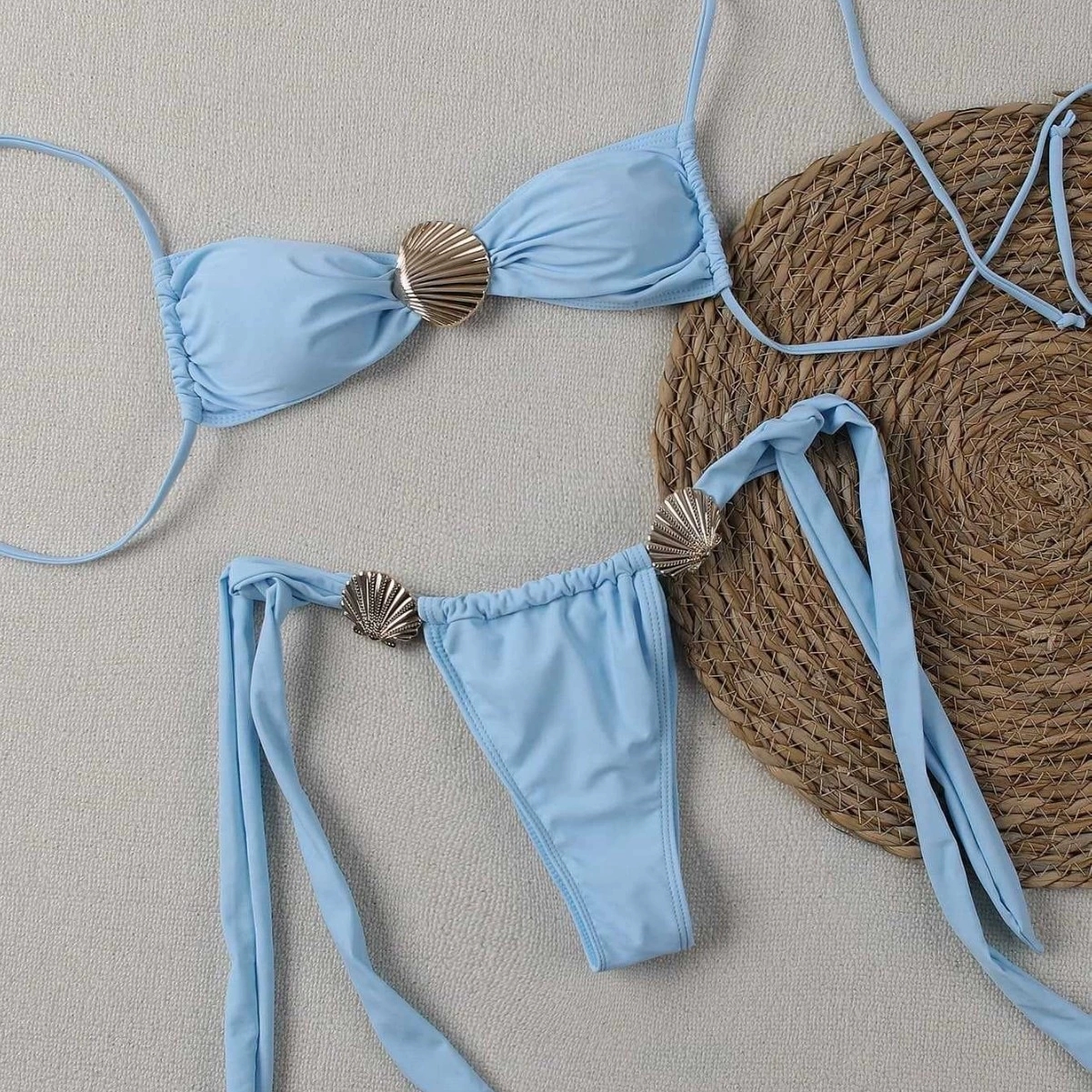 Halter Bikini Set with Shell Embellishment view 4