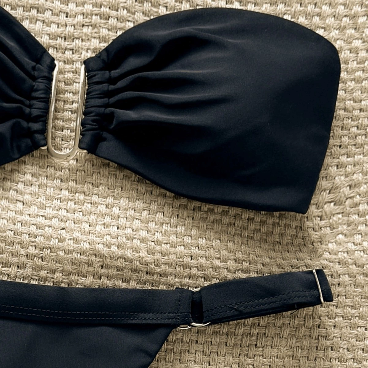 Bandeau Bikini Set with Front Tie and High-Cut Bottom view 3