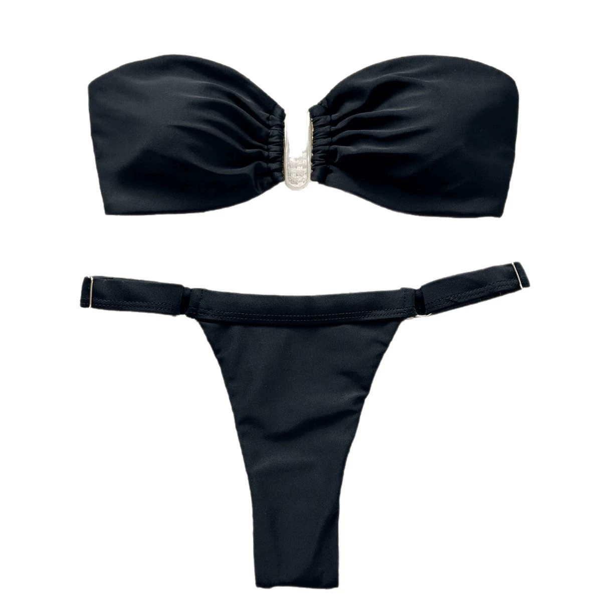 Bandeau Bikini Set with Front Tie and High-Cut Bottom view 5