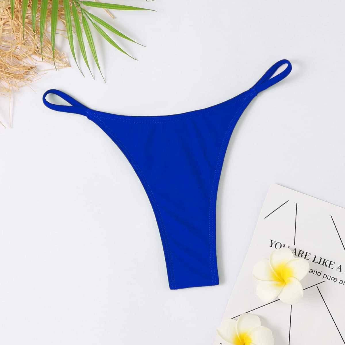 Thong Bikini Bottom with Side Straps view 10
