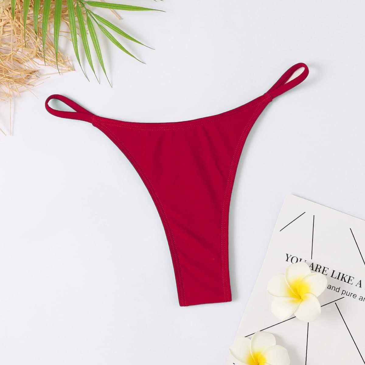 Thong Bikini Bottom with Side Straps view 12