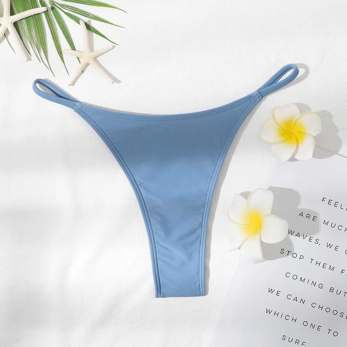 Thong Bikini Bottom with Side Straps view 15