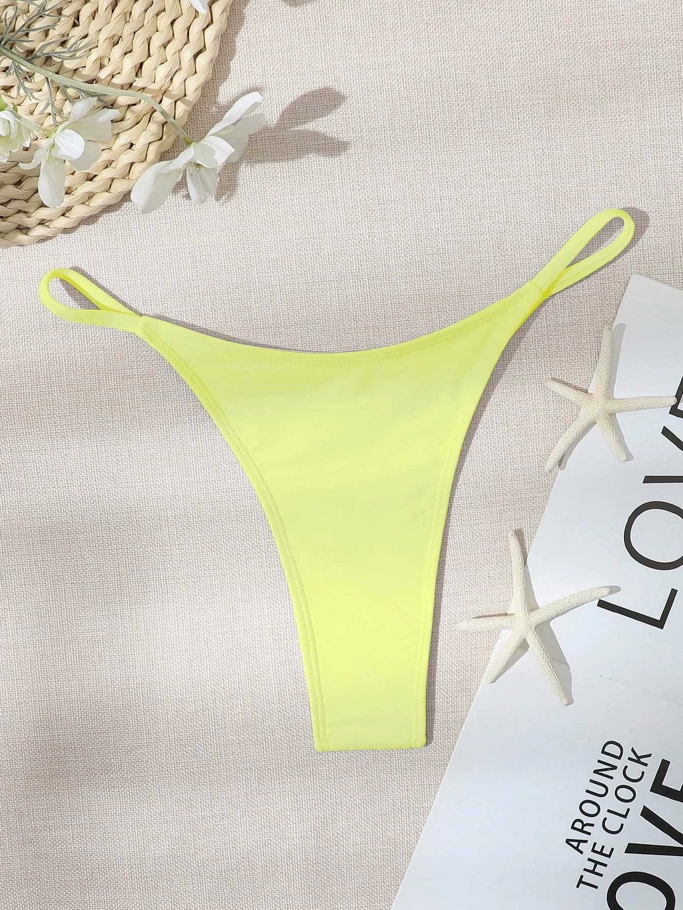 Thong Bikini Bottom with Side Straps view 18