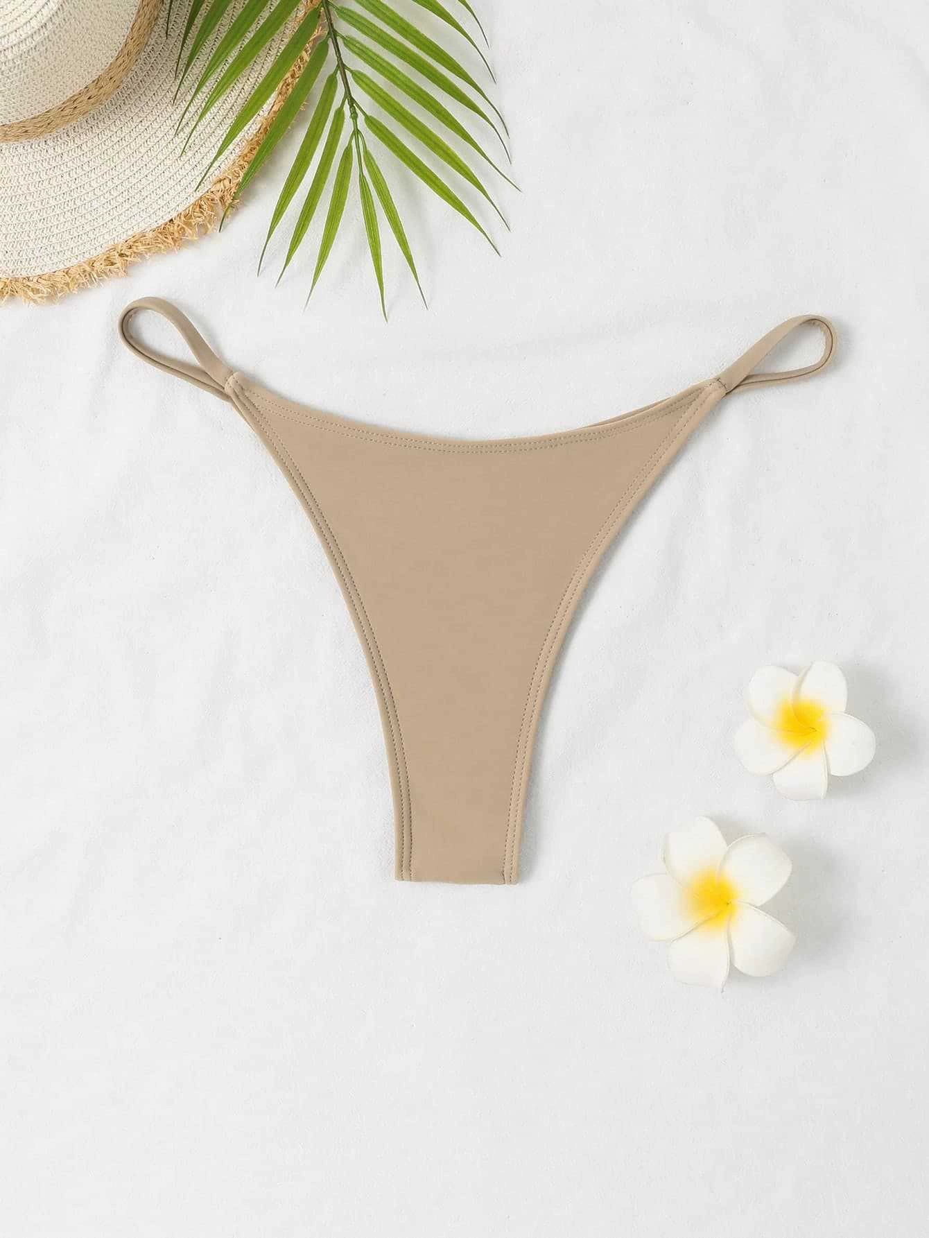 Thong Bikini Bottom with Side Straps view 20