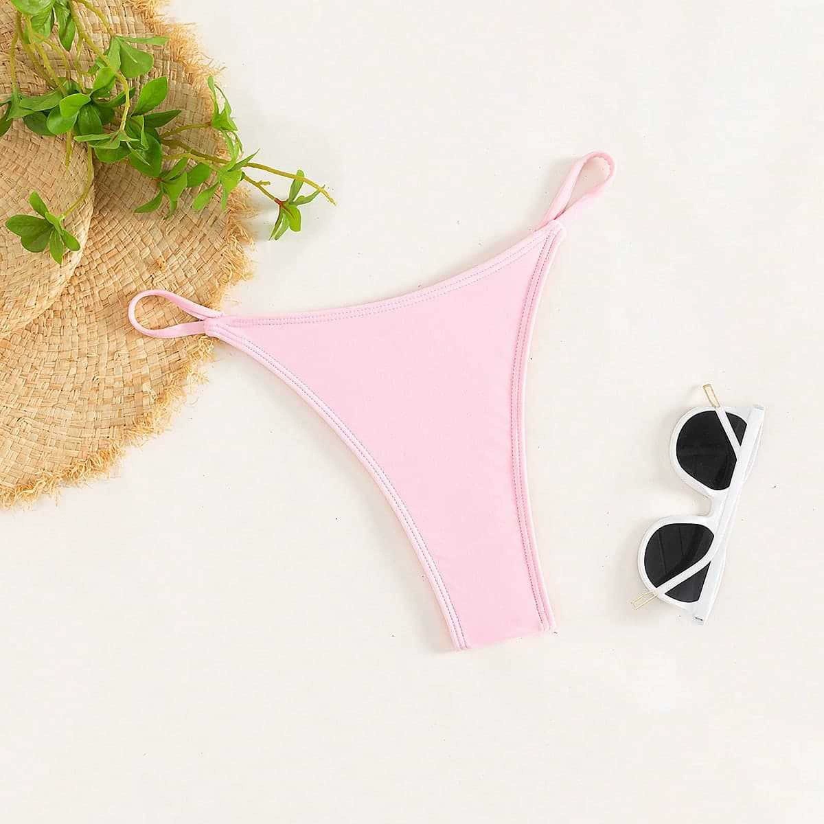 Thong Bikini Bottom with Side Straps view 8