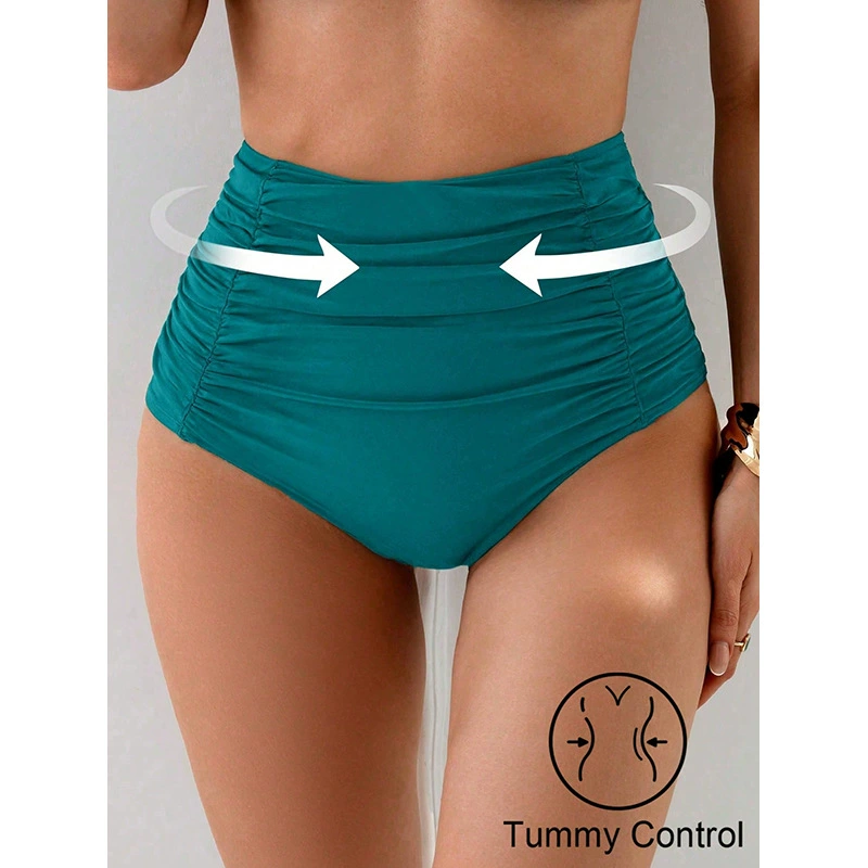 High-Waisted Ruched Bikini Bottom view 5